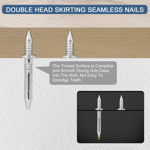 400 Pcs Double Head Skirting Nails With Four Tools For Seamless Baseboard Installation in Solid Wood Trim close-up view