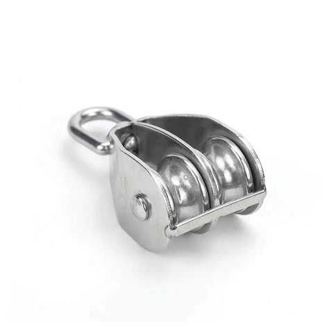 Metal Sheave Zinc Alloy Fixed Pulley Crown Block and Tackle Lifting Wheel Mini Single/Double Pulley for DIY(M25 Double) close-up