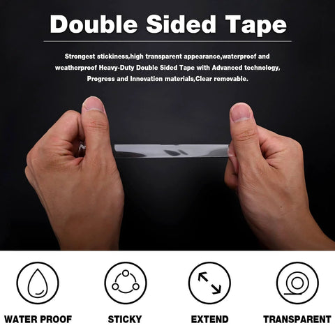 Person holding Heavy Duty Double Sided Mounting Tape With Acrylic Adhesive Foam for Picture Hanging, 33 Feet Per Roll Pack Of Three