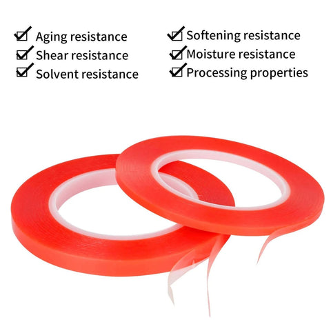 Clear Double Sided Adhesive Tape 5mm and 10mm by 25M Heavy Duty Heat Resistant High Adhesion Transparent Acrylic Tape.