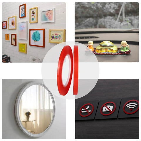 Clear Double Sided Adhesive Tape 5mm and 10mm by 25M Heavy Duty Heat Resistant High Adhesion Transparent Acrylic Tape used for mounting art, decor, and mirrors