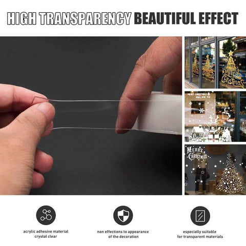 Transparent Double Sided Adhesive Tape 1/2 Inch By 10 Feet, Acrylic, Removable No Residue, Heavy Duty Mounting Tape with easy peel backing