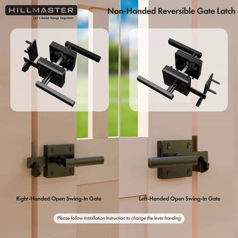 Double Sided Gate Latch For Wooden Fence Built Tough Heavy Duty Aluminum Alloy Self Locking Swing Gate Hardware installed on gate