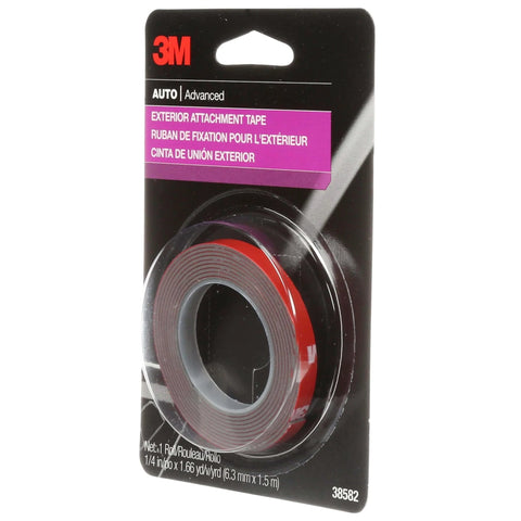 Heavy Duty Auto Exterior Double-Sided Tape 1/4 Inch By 5 Feet For Car Trim Moldings Emblems And Badges All Weather Permanent Bond Durable Adhesive That Sticks Strong On Exterior And Interior Surfaces in packaging
