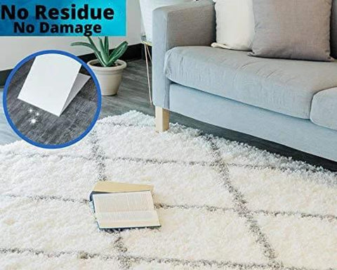 Living room with rug held by Heavy Duty Double Sided Carpet Tape 2 Inch By 40 Yard For Rug And Carpet Underlayment, promoting no residue use.