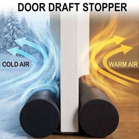 Double Sided Door Draft Stopper For Bottom Of Doors 38 Inches Black Noise Reducer And Breeze Blocker installed on interior door