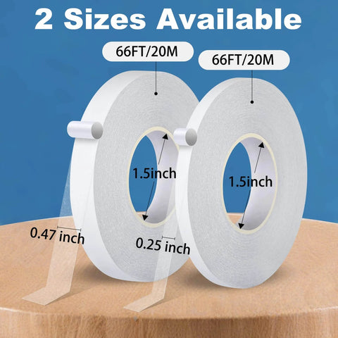 Double Sided Fabric Tape for No Sew Quick Hemming Strong Adhesive No Iron Needed Ideal for Clothes Pants Curtains Crafts 2 rolls 0.25 inch x 66 feet and 0.47 inch x 66 feet
