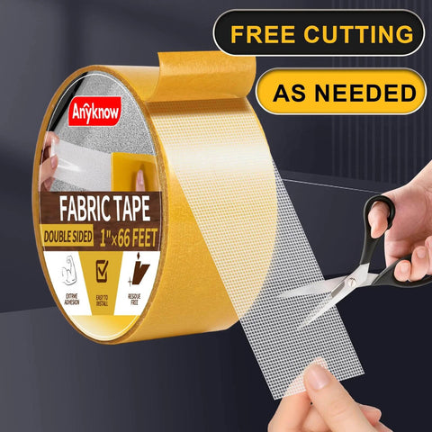Double Sided Woodworking Tape For Templates And CNC Residue Free Mesh Adhesive That Delivers Rock Solid Grip shown being cut.