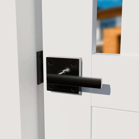 Close-up of Double Sided Gate Latch For Wooden Fence Built Tough Heavy Duty Aluminum Alloy Self Locking Swing Gate Hardware