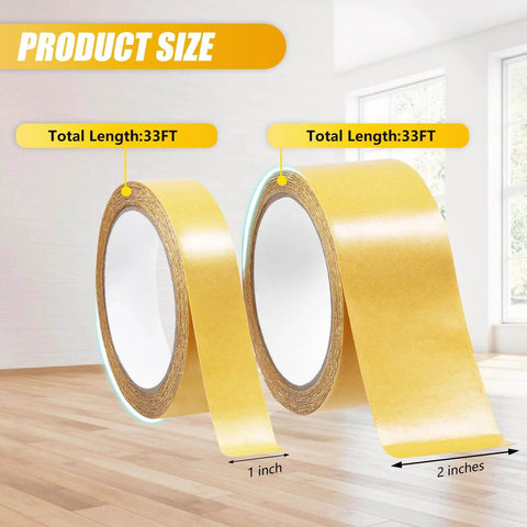 2 Packs Heavy Duty Double Sided Mesh Tape 66 Feet Set Featuring 2 Inch And 1 Inch Gauze Fiberglass Tape Adhesive