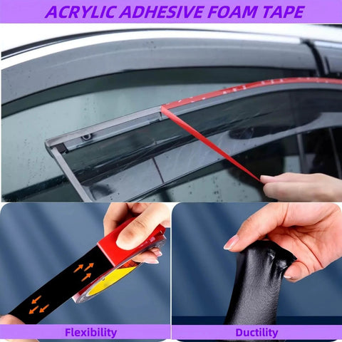 Heavy Duty Double Sided Mounting Tape Waterproof Adhesive Strip For Indoor Outdoor Use shown on car window trim