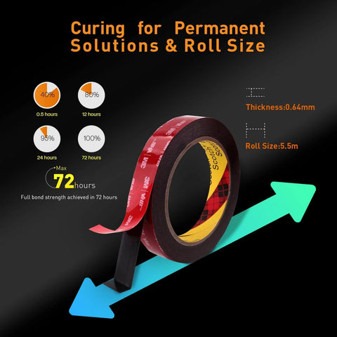 Heavy Duty Double Sided Mounting Tape Half Inch By Eighteen Feet Waterproof Foam Adhesive 25 Mil Thick Sticks Like Crazy