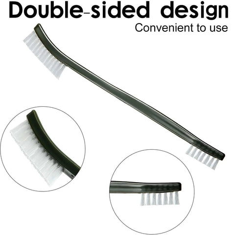 Double-sided nylon brush from 9 Pieces Mini Wire Brush Set Rust Paint Metal Cleaner Steel,Nylon,Brass Brush Set for Detai Cleaning Welding Slag,Dirt.