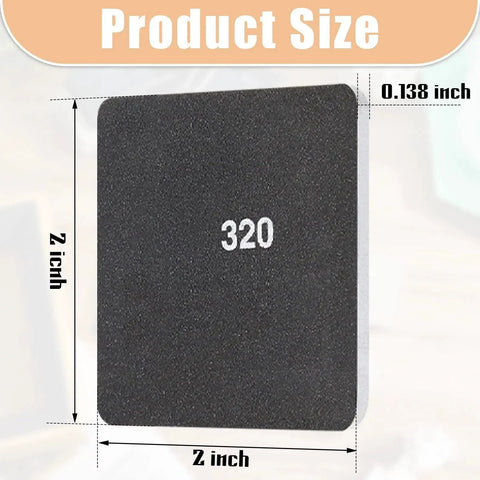 Close-up of Double Sided Sanding Pads Kit 30 Pcs 2x2 In For Plastic And Acrylic Grit 320 600 showing dimensions