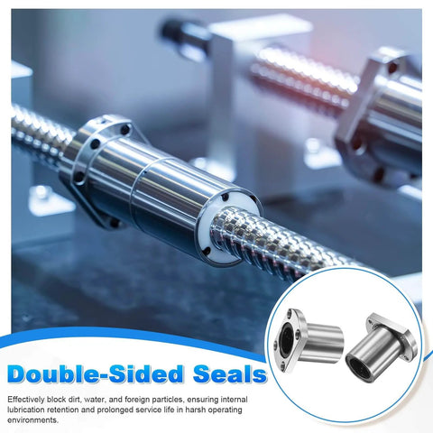 Double-sided Lmh30uu linear ball bearings on rod, highlighting smooth motion and steady alignment with seals for harsh environments