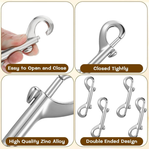 4 Pack Double Sided Clips Three And A Half Inch Double Ended Snap Hooks Zinc Alloy Outdoor Quick Release details and features