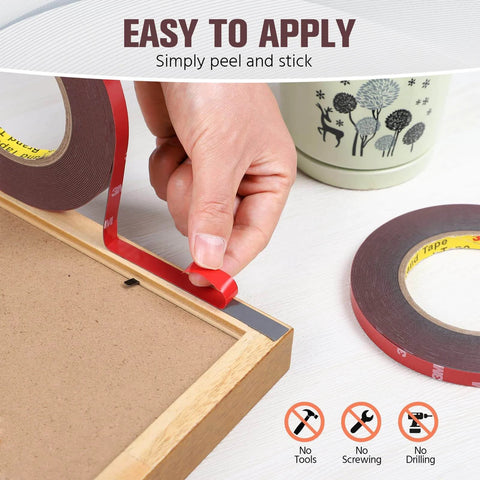 Heavy Duty Double Sided Mounting Tape Waterproof Foam Tape 33 Feet Long 0.39 Inch Wide For LED Strip Lights And Home Office Decor