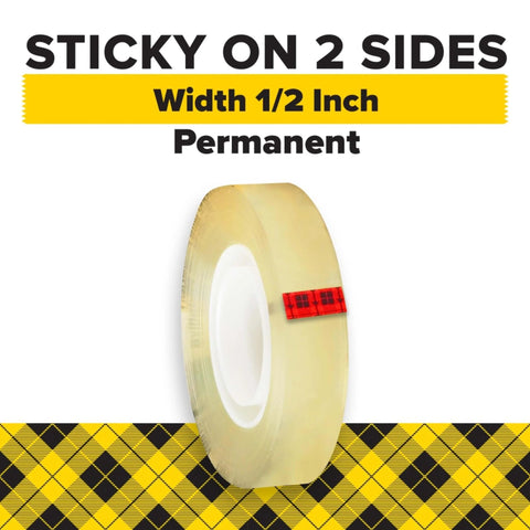Double Sided Tape For Gift Wrapping And Crafts With Mess Free Bonding Adhesive, 0.50 In By 500 In, Clear Roll Display