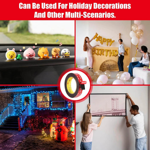 Heavy Duty Double Sided Tape Waterproof Mounting Foam Adhesive Tape used for decorations, LED lights, and home projects.