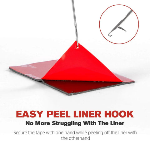 Peeling red liner from Heavy Duty Double Sided Mounting Tape 0.39 Inch VHB 5925 Waterproof Adhesive For Automotive LED Strips Home Decor And DIY Projects Industrial Strength Bond That Sticks Like A Boss No Nails Needed