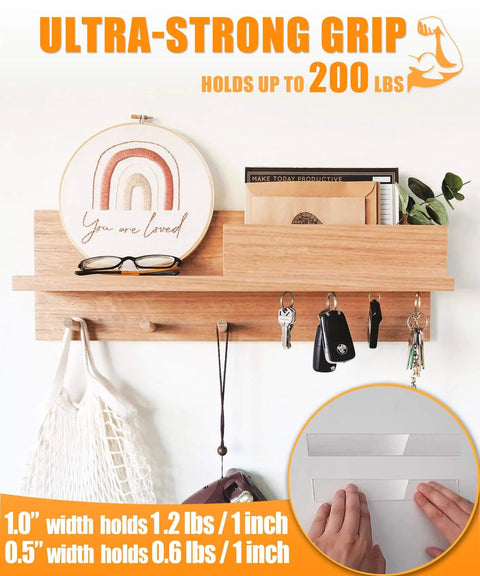 Heavy Duty Double Sided Tape Two Rolls Total Twenty Feet Removable Clear Nano Adhesive For Hanging Posters Rugs Pictures Indoor Outdoor Use Strong Mounting Tape For Office Decor And Crafts holding shelf