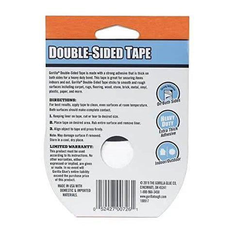 Back packaging of Heavy Duty Double Sided Tape For Indoor And Outdoor Use Gray 1.41 Inch By 8 Yard With Strong Adhesive