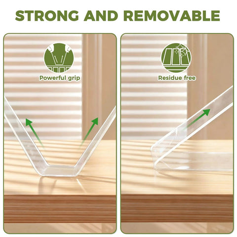 Close-up of Heavy Duty Double Sided Tape For Walls Mounting Removable Clear Adhesive Strips showing powerful grip and residue-free use