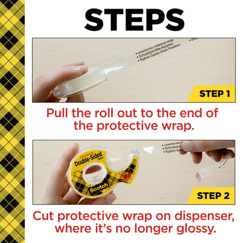 Steps to use Double Sided Tape For Gift Wrapping And Crafts With Mess Free Bonding Adhesive, 0.50 In By 500 In