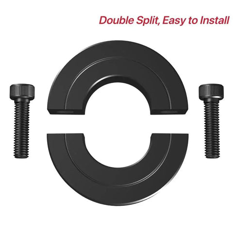 Double Split Shaft Collar Clamp Set For One Quarter Inch Bore By AZSSMUK Carbon Steel With Black Oxide Coating, 4 Pieces