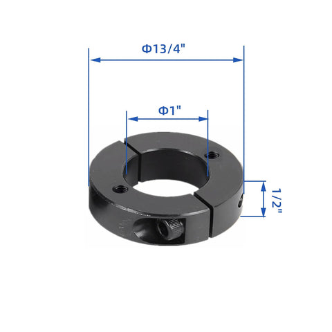 (4-Pack) Shaft Collar 1" Bore, 1045 Steel Double Split Clamp-On Shaft Collars Style, 1-3/4" OD, 1/2" Thickness with M4 Set Screws, side view