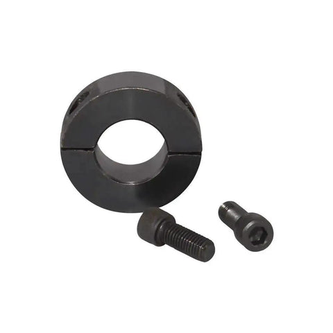 Double Split Clamp On Shaft Collar With Five Eighth Inch Bore Carbon Steel Black Oxide Coating For Easy Install And Durable Performance
