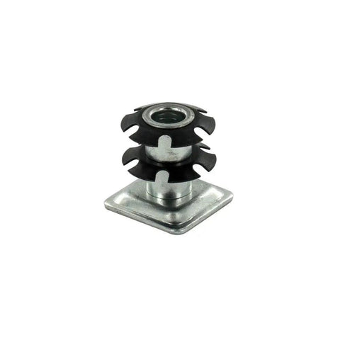 One Inch Square Metal Double Star Caster Insert With 5/16-18 Threaded Stem For 2 Inch Wheel Industrial Casters Set Of Four With Brakes