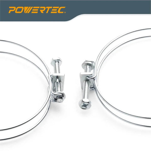 Close-up of One And One Half Inch Adjustable Double Wire Hose Clamp With Bolt For Pool Spa And Pipe Connections Pack Of Five Zinc Coated