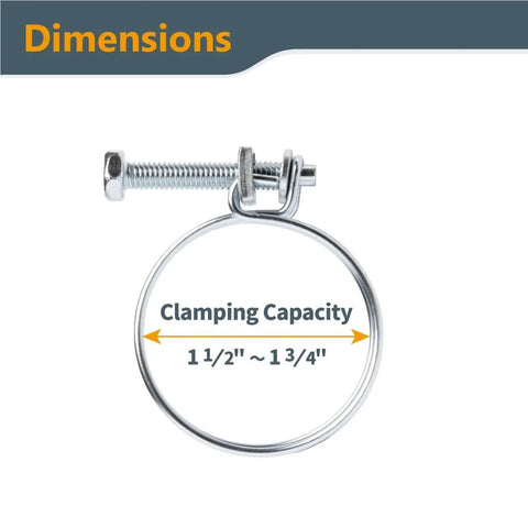One And One Half Inch Adjustable Double Wire Hose Clamp With Bolt For Pool Spa And Pipe Connections Pack Of Five Zinc Coated