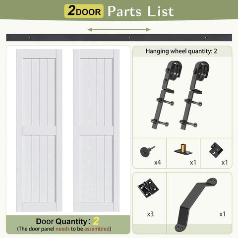 Double 24 Inch Bi Fold Barn Door Set For 48 X 84 Inch Openings With 4.3 Ft Rail And Hardware Kit Included MDF Wood Panel With PVC Surface