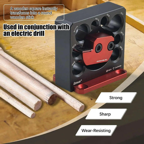 Eight Hole Dowel Maker Jig Kit For Woodworking With Aluminum Alloy Construction Built For Durability, with dowels and drill guide.