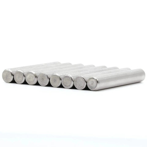 DIY Ready Replacement Dowel Pins for IKEA IVAR Bookcase Shelving System 6x40mm Plated Steel Pegs Pack Of 8, aligned horizontally.