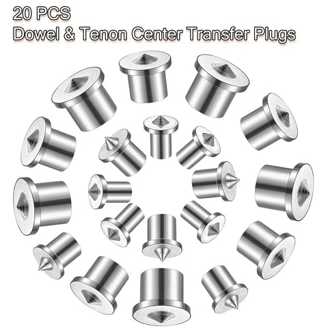 Dowel And Tenon Center Transfer Plugs For Dowel Centers And Doweling Pins Twenty Piece Drill Hole Tool Set chrome finish