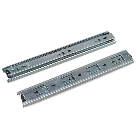 Drawer Slide 11 Inch Ball Bearing 3 Section Drawer Cabinet Slide, Side Mount 2pcs (Silver), showing 3-section metal design on white background