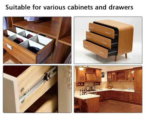 Drawer Slide 11 Inch Ball Bearing 3 Section Drawer Cabinet Slide, Side Mount 2pcs (Silver) installed in kitchen cabinet
