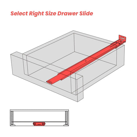Diagram of Five Pack 16 Inch Heavy Duty Center Mounted Bottom Drawer Slides With Quiet Ball Bearings Three Quarter Extension