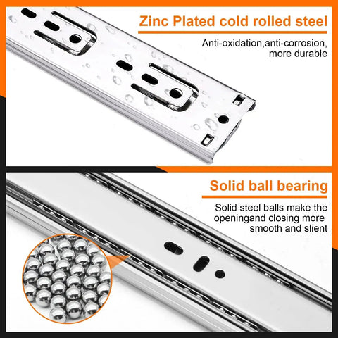 20 Inch Soft Close Drawer Slides Set Six Pairs With Full Extension Ball Bearing Glides Side Mount for Dresser Cabinet and Kitchen