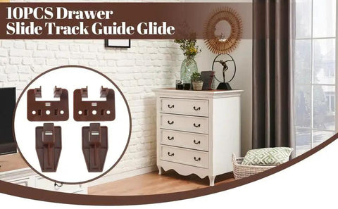 10 Piece Drawer Slide Track Guides for Center Mount Drawers Perfect For Dressers Nightstands and Chests replacement parts display