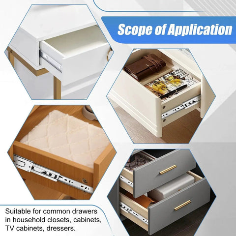 Scope of application for 20 Inch Full Extension Ball Bearing Drawer Slides, 4 Pairs Side Mount 3 Fold Metal Dresser Runners, 100 LB Capacity