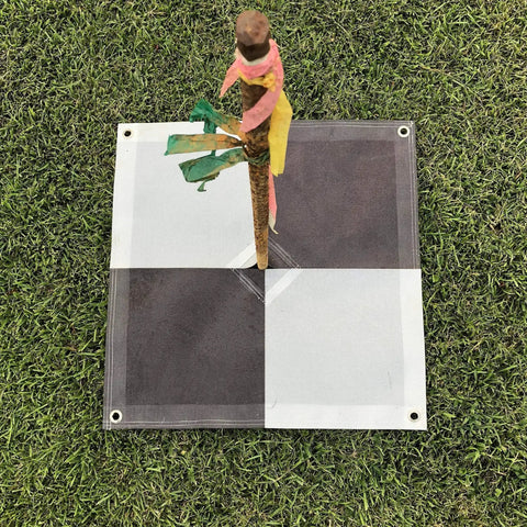Bulls Eye 24x24 Drone Ground Control Point Targets Six Pack For Mapping And Surveying Center Passthrough mesh target on grass