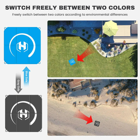 Foldable 22 Inch Drone Landing Pad With Fast Fold System 2x3 Double Sided Waterproof Launch Pad Weighted Helipad Blue Gray