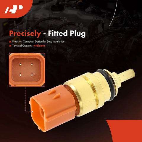 A-Premium engine coolant temperature sensor with orange 4-pin connector and brass body