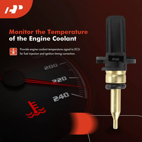 A-Premium engine coolant temperature sensor with brass probe and black connector