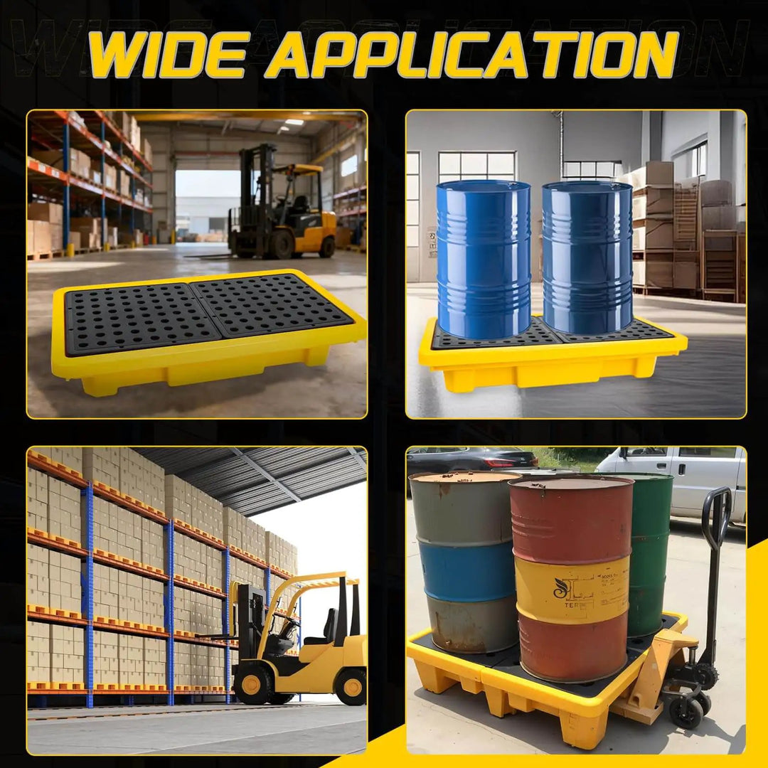 Two Drum Spill Containment Pallet With Drain For Heavy...