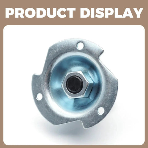 Close-up view of dryer drum support shaft and bearing from the replacement kit for GE Kenmore Hotpoint dryers, metal finish.